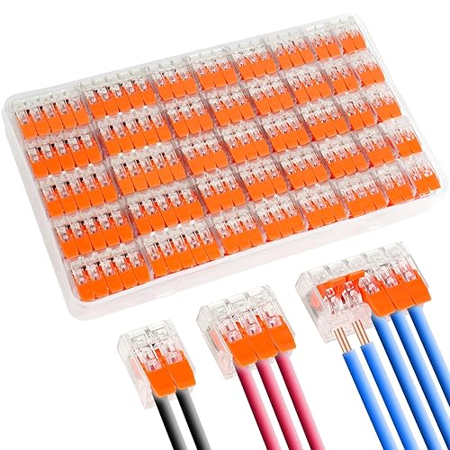 Flintronic Connettori Elettrici, 90 Pezzi Terminali a Collegamento Rapido 1 Filo 2 Entrate, Morsetto Conduttore da 4mm², per Cavi Combinabili Liberamente, Elettrico Kit, PA/PC Ritardante di Fiamma - Honorern