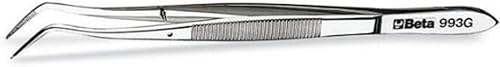 Beta 993G - Pinzetta a molla con perno a punte curve a gomito zigrinate in acciaio inossidabile - Honorern