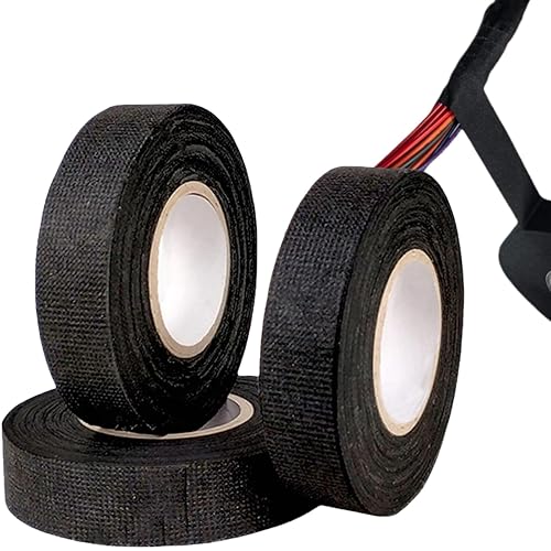 Nastro Isolante,3pcs Nastro Isolante Nero,Nastro in Tessuto per Auto,Nastro Isolante in Tessuto,Nastro Adesivo Isolante,Nastro Tessile Autoadesivo per Cablaggi - Honorern