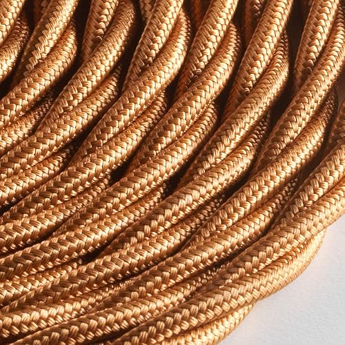 Cavo tessile trecciato LUMIÈRE per illuminazione, 3x0,75mm, Bronzo, 3mt.|Attenzione: cavo terra incluso! Massima sicurezza anti scossa! - Honorern