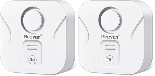 Geevon Rilevatore di acqua, 100 dB sensore d'acqua Sensore Allagamento Funzionamento a Batteria, per Cantina, Bagno, Lavanderia, Cucina (Fornito con Batteria) (2) - Honorern
