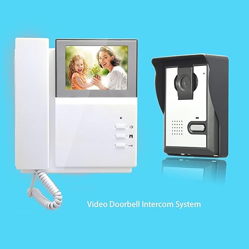 Videocitofono con Campanello e Telecamera, Kit Telefono con Filo Videocitofono Cablato con Schermo LCD Digitale a Colori da 4,3 Pollici, Visione Notturna, Audio (Spina Europea) - Honorern
