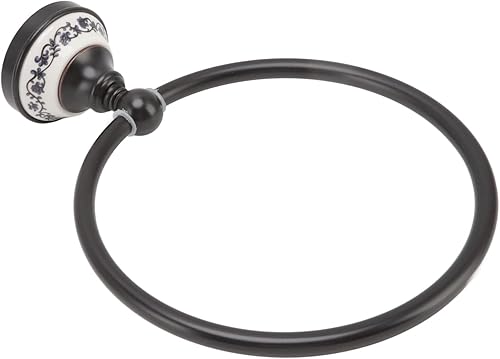 Anelli Portasciugamani da Bagno, 18,5cm Porta Asciugamani da Bagno in Ottone Antico Portasciugamani da Parete in Acciaio Inossidabile con Base in Porcellana, Portasciugamani per Bagno Cucina(Oro) - Honorern