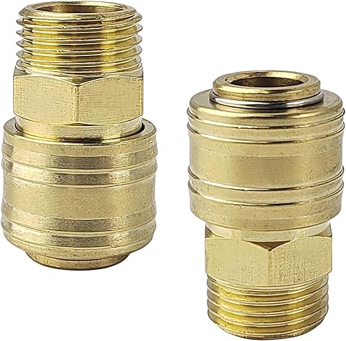 2 Pezzi Attacco Rapido Aria Compressa 1/2 Pollice, Raccordi Aria Compressa Raccordi in ottone, Attacchi Rapidi Aria Compressa, per il collegamento rapido delle linee d'aria (colore ottone) - Honorern
