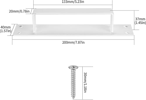 2 Pz Maniglia Porta in Alluminio, Maniglia per Porta Bianche, Maniglia Porta Scorrevole Retrò, 220mm Maniglie Porte Scorrevoli, Maniglia per Armadietti Armadio Cucine Garage Mobili - Honorern