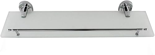 Vetrineinrete® Mensola in vetro satinato da bagno con reggimensola acciaio cromato fissaggio a perete argento P94 - Honorern