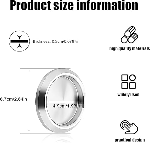 2 Pezzi Maniglia Porta Interna, 68 mm a Scomparsa Maniglia Porta, Acciaio Inox 304 Tondo Maniglia per Porta Scorrevole, per Specchi, Porte Scorrevoli, Armadi - Honorern