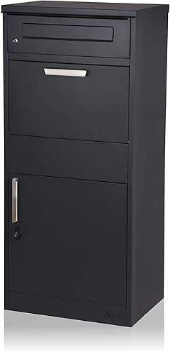 Cassetta per lettere Zelsius con scomparto per pacchi 'Neptun' | acciaio verniciato a polvere con elementi in acciaio inox | RAL7016 antracite | serratura antiritorno integrata - Honorern