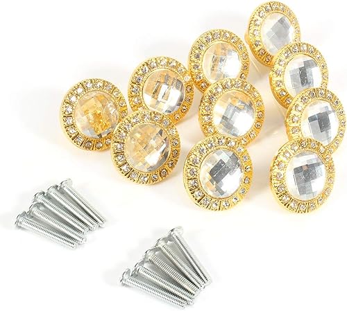 Pomelli per Mobili in Vetro Cristallo, 10 Pezzi Pomello dell'Armadio in Cristallo, Pomello per Mobile in Cristallo Trasparente per Toletta, Guardaroba - Honorern