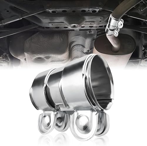 Fascetta di scarico, connettore per tubi: in acciaio inox, doppia fascetta per tubo di scarico, doppia fascetta di scarico, Ø 55 mm x 95 mm - Honorern