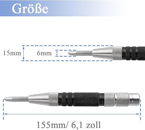 Mesee Semi autobloccanti, foratura automatica, 6,1 pollici, grani molleggiati, grana automatica, foro centrale caricato a molla, perforatore per finestre per metallo, legno, vetro e lamiere di acciaio - Honorern