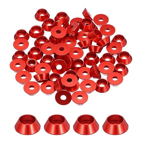 Rondelle Tazza Conica M4, Guarnizioni Alluminio Anodizzato Guarnizione Rondella Testa Tazza Vite Rc/Fpv/Pc/Drone/Accessori Meccanici Parti Modello, Pz60 (Rosso Scuro) - Honorern