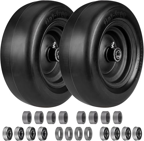 Pneumatici per tosaerba da 11 x 4,00-5, piatti liberi, solidi e lisci con ruote da 3/4' e 5/8' e 1/2', cuscinetti a sfera da 8,6 - 18,8 cm, mozzo centrato, per tosaerba a rotazione zero, confezione da - Honorern