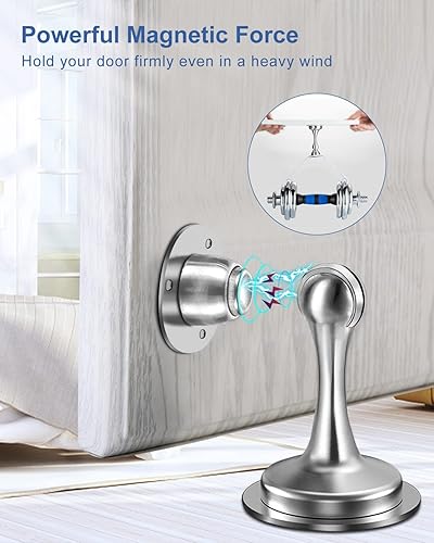 Fermaporta Magnetico ZUONAI 2 Pezzi Fermaporta Adesivo Fermaporta Magnetico da Pavimento Fermaporta Magnetico in Acciaio Inox Magnetico Resistente Fermaporta per Esterno Fermaporta a Muro - Honorern
