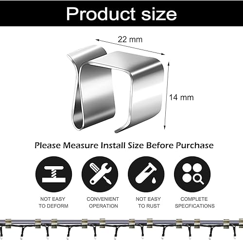 60 Pezzi Ganci per Grondaia, Ganci per Grondaia Luci di Natale, Clip per Cavi da Esterno, Fermacavi per Luce Fata per Decorazioni Natalizie Festival Luci Esterne per Corde - Honorern