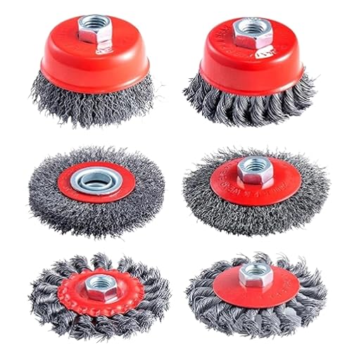 6 Pcs Spazzola per Trapano, Spazzola Trapano per M14 Smerigliatrici Angolari, Spazzola per Trapano per Pulire, Spazzola Metallica per Diametro 75 mm e 100 mm - Honorern