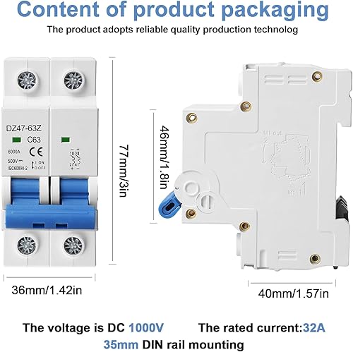 SPORWAY DC Interruttore di protezione: 1 Interruttore potente, Sicuro e Affidabile, Per Sistemi a Corrente Continua e Fotovoltaici (1000V) - Honorern