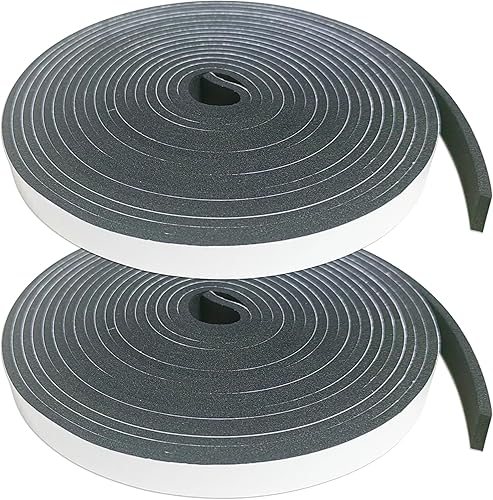 Striscia autoadesiva in schiuma, 2 rotoli da 25 mm x 10 mm x 5 m, nastro in schiuma nera per isolamento di porte e finestre, blocco del rumore, resistente alle intemperie - Honorern