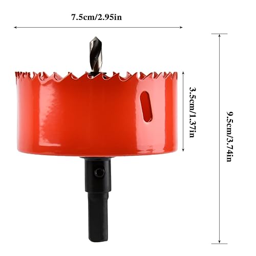 Sega a Tazza Bi-Metallica 75mm Fresa a Tazza M42 HSS Sega a Tazza Professionali Punte Trapano a Tazza per Legno per Iron Alluminio, Legno, Cartongesso, Tubi, Plastica, Pannelli di Fibra - Honorern