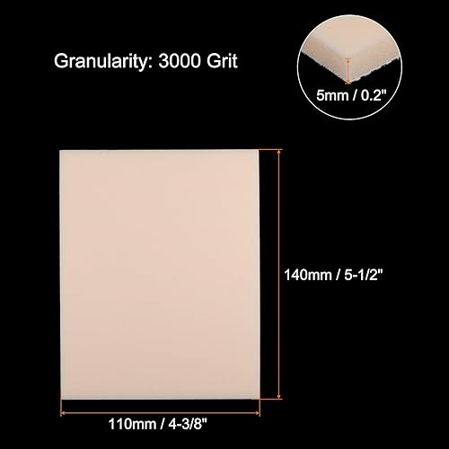 8pz Spugna Abrasiva 5-1/2' x 4-3/8' Tampone Spugne Abrasive 3000 Grana Levigatura a Mano Fogli Carta Vetrata Bagnata Asciutta per Modelli Metallo Mobili Lucidatura, Beige - Honorern