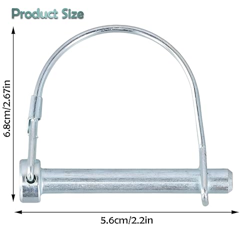 10 Pezzi Perno di Bloccaggi a Forma D, Perni di Bloccaggio per Rimorchi, 8 x 60 mm Perno di Sicurezza in Acciaio al Carbonio, per Garden Farm Lawn Trailers - Honorern
