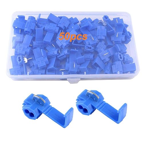 50Pcs Rapida Giunzione Cavi Connettori, Terminali Crimpare Isolati, Capicorda Elettrici Connettori Rapidi, Connettore Derivazione, Rubacorrente (Blu) - Honorern