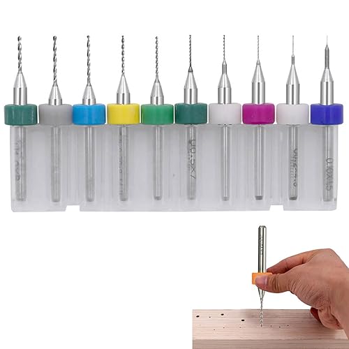 PCB Micro Punte, Mini PCB Punte da 0,1-1,0 mm, Micro Carburo di Tungsteno Micro Drill Bits Set per Circuito Stampato Pietra Incisione CNC, 10 Pezzi - Honorern