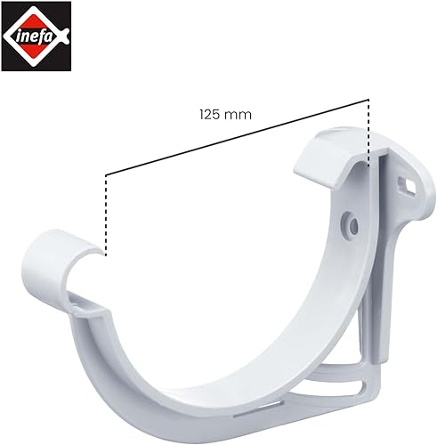 Supporto per grondaia, 125mm, 1 pezzo, staffa per grondaia in PVC, Made in Germany - Honorern