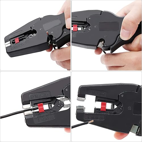 Pinza spelafili automatica, multifunzione, 2 in 1, strumento manuale autoregolante, spelafili 0,03 – 10 mm² Wire Stripper Pinze Nero - Honorern
