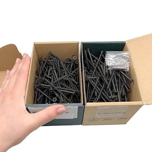 Confezione da 350 viti per legno in acciaio al carbonio fosfato nero, 4,2 x 75 mm, viti per cartongesso, con testa svasata a croce Phillips, elementi di fissaggio per truciolato - Honorern