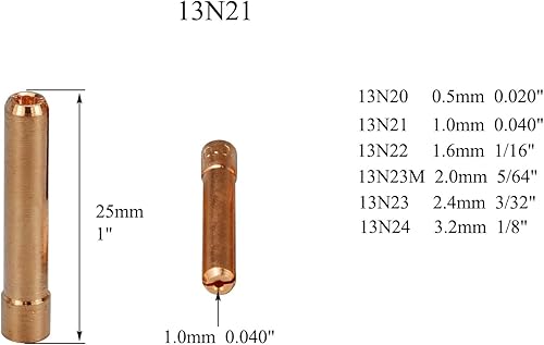 RIVERWELD Corpi di serraggio TIG 13N26 13N21 13N27 13N22 13N28 13N23 13N29 13N24 Ugello in allumina con tazza in ceramica extra lunga 796F per torcia per saldatura TIG SR WP 9 20 25, 17 pezzi - Honorern