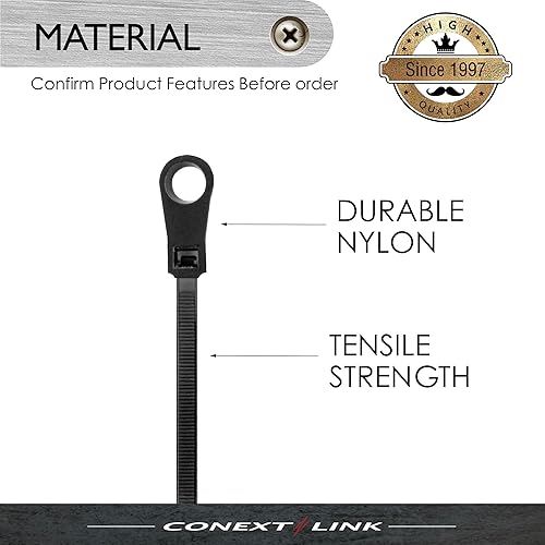 100 fascette stringicavo in nylon con foro di montaggio, 18,1 kg, 15,2 cm, colore nero - Honorern