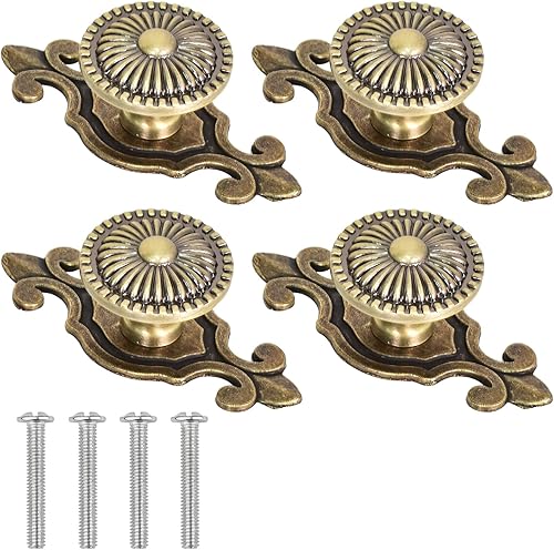 4 Pezzi Pomelli in Bronzo Antico per Armadietti, Pomello per Mobili Vintage da 30mm, Maniglie Antiche per Cassetti, Pomelli Cassetti Rotondi con Viti 2.5cm per Armadio, Cassetto - Honorern