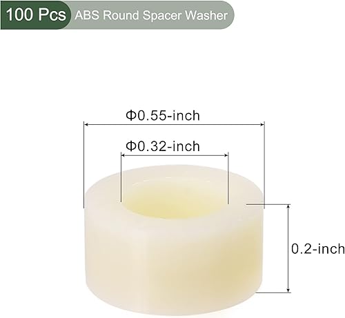 YOKIVE 100pz Distanziatore Rondella, ABS Rotondo Dritto Distanziatore per M8 Viti | Prevenzione Giunto Deformazione, Ottimo per Robot, Drone (Beige, ID 8,2mm OD 14mm L 5mm) - Honorern