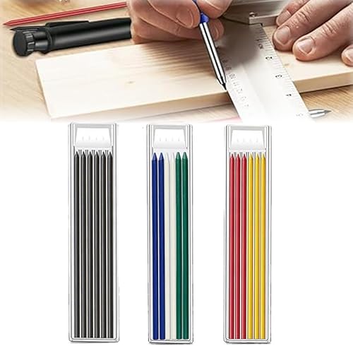 18 Pezzi 2,8mm Matita Falegname Sostituzione Mina per Matite Meccaniche Matita Cantiere per Marcatori Foro su Legno, Metallo, Cemento Piastrelle (6 colori) - Honorern