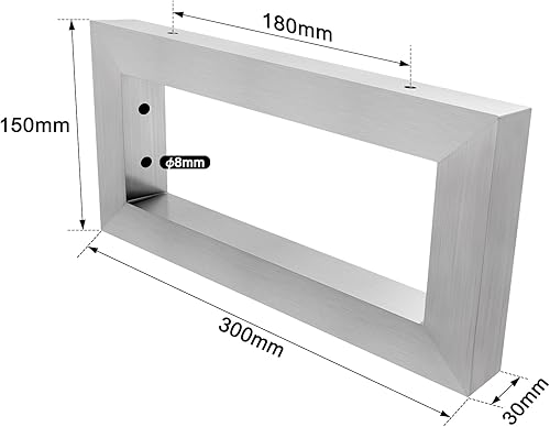 Aufun set di 2 staffe a muro per lavabo 300x150 mm (LxH), staffa per lavabo, supporto per mensola in metallo, supporto per mensola, staffa pesante per lavabo e mensola a muro, argento - Honorern