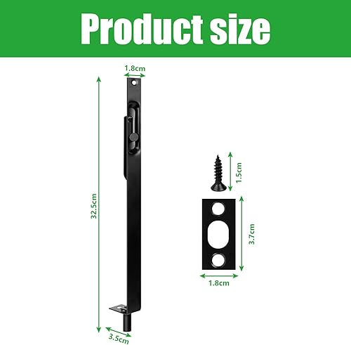 Catenaccio A Filo Porta, Scorrevole Scomparsa, Per Bordo Porta Con Doppia Apertura Di Sicurezza, Doppia, Terrazza, In Legno, Serratura Finestra (Nero) - Honorern