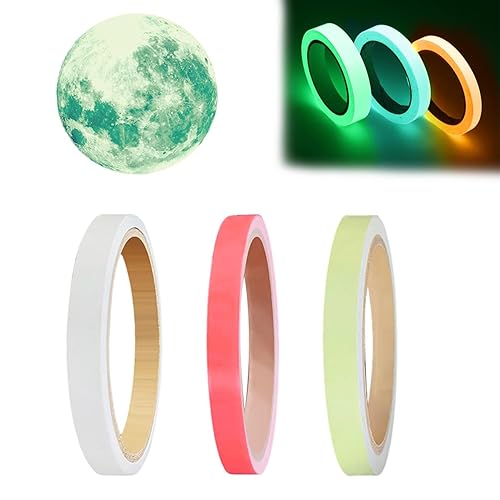 3 pezzi di nastro adesivo luminoso al buio, 1 adesivo da parete con sfere luminose al buio, strisce luminose, strisce luminose autoadesive, adesivo luminoso al buio, nastro di avvertimento autoadesivo - Honorern
