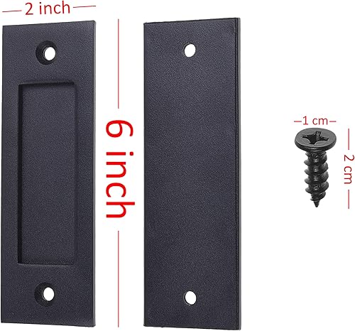 Kare & Kind Maniglia per Porta da Fienile Scorrevole 15,2 cm (Nero) - Maniglia a Spinta Facile da Installare con Fondo Piatto - Acciaio Pieno con Bordi Lisci per Porta Scorrevole da Fienile, Capanno - Honorern