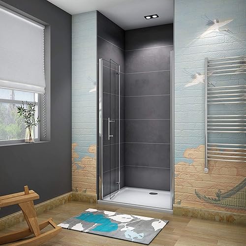 Porta Doccia Per Nicchia Battente e Pieghevole a Libro Vetro 6mm Temperato Trasparente Anticalcare 80x185cm - Honorern