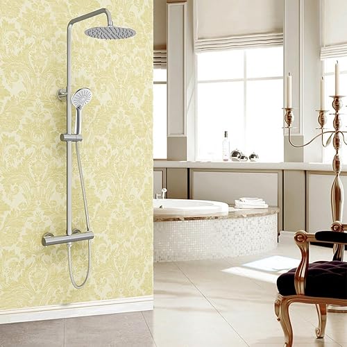 OCEAN ITALY Doccia Termostatica con Miscelatore Termostatico, Asta Doccia Tubo Flessibile, Soffione Doccia Regolabile, Saliscendi Doccia con Fintura Cromata - Honorern