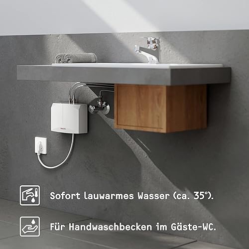 STIEBEL ELTRON Mini scaldabagno idraulico DNM 3 solo per lavabo, 3,5 kW, con spina, senza pressione, certificato VDE 185411 - Honorern