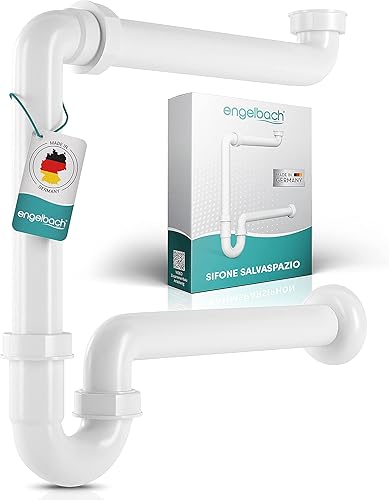 Sifone lavabo bagno salvaspazio - 1 1/4' x 32mm - Regolabile e a prova di odori - Made in Germany - Honorern
