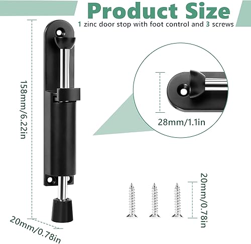 Fermaporta a Molla con Comando a Pedale Fermaporta Pavimento Blocca Porta da Sbarra Blocco Serranda Fermaporta in Metallo Con Viti, Fermaporta A Pedale Supporto Per Interno Esterno Porta（Nero） - Honorern