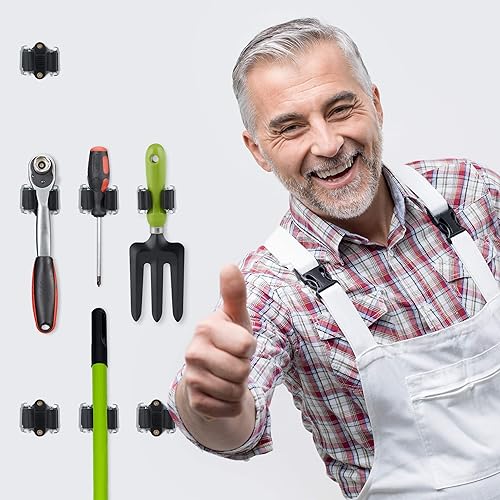 Relaxdays 20x Porta Scope in Gomma a Incastro, Parete, Universali per Manici e Attrezzi, in Ferro, Grigio/Nero - Honorern