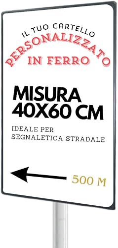 Cartello Stradale con testo e logo, personalizzato per uso esterno, in ferro, 40 x 60 cm, insegna stradale personalizzabile, per indicazioni pubblicitaria, segnaletica, resistente alle intemperie - Honorern