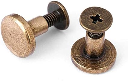 Confezione Rivetto a Bottone Anello 20 Pezzi in Ottone Testa Piatta Viti Chiodo Rivetti Bronzo Metallo Fai da Te in Pelle Artigianale per Cintura Cinghia Borsa Scarpe Decorazione (6.5mm) - Honorern
