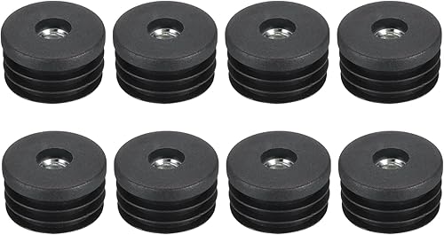 6pz Inserti per Tubi Tondi con Filettatura M8, per Tubi Rotondi 25mm/0,98' OD Tappo Rotondo Plastica Nera con Inserto per Rotelle Tappi Sedie Gambe Mobili - Honorern