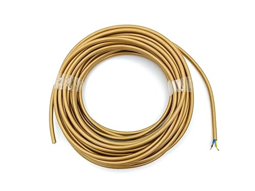 Cavo dorato oro 3 poli 3x0,50mm per lumi e lampadari stile antichizzato [Matassa 10mt] - Honorern