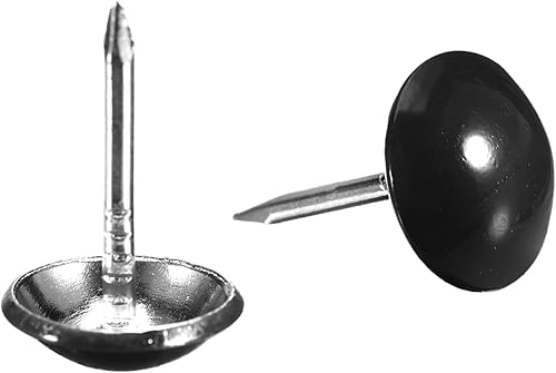 40 Pz Chiodini per Tappezzeria, Testa Rotonda Decorativa da 11mmx17mm per Mobili divani Testiere, Nero Brillante - Honorern